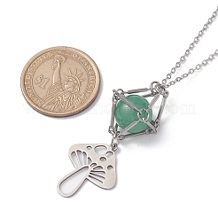 Natural Green Aventurine Interchangeable Holder Pendant Necklace for Women&nbsp;NJEW-JN04631-01