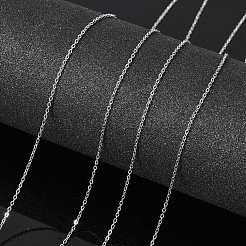 変色しない304ステンレススチールアズキチェーン  ハンダ付け  フラットオーバル  ステンレス鋼色  1.5x1x0.3mm&nbsp;X-CHS-Q001-10-100m