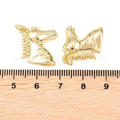 真鍮チャーム  馬のチャーム 長持ちするメッキ  ラックめっき  鉛フリー＆カドミウムフリー  18KGP本金メッキ  17x17.5x4mm  丸カン：5x1ミリ  内径：3mm&nbsp;KK-C162-068G
