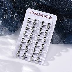 304ステンレススチールとエナメルフープピアス  手動研磨  ステンレス鋼色  13.5x4mm&nbsp;EJEW-M001-21C-P