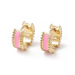 エナメル ヒンジ フープピアス  女性のための18KGP本金メッキ真鍮ジュエリー  カドミウムフリー＆ニッケルフリー＆鉛フリー  ミックスカラー  10x11.5x5mm  ピン：0.8mm&nbsp;EJEW-B014-26G