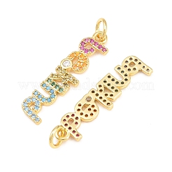 Brass Micro Pave Colorful Cubic Zirconia Pendants&nbsp;KK-P353-08G