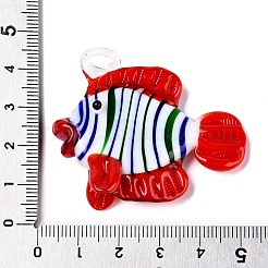 手作りランプワークペンダント  熱帯魚  レッド  41~45x48~50x15~16mm  穴：4~5x5~6mm&nbsp;LAMP-N024-34C-02