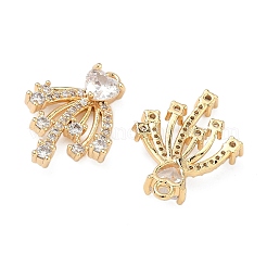 Brass Micro Pave Clear Cubic Zirconia Pendants&nbsp;KK-B172-05G