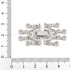 真鍮製マイクロペーブクリアキュービックジルコニアの留め金  ティアドロップ  プラチナ  42.5x19.5x5mm&nbsp;KK-C075-45P