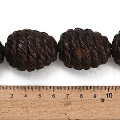 彫刻されたナツメの木のヨーロッパ製ビーズ  松ぼっくりの形  大穴ビーズ  ココナッツブラウン  37~39x30~30.5mm  穴：4mm&nbsp;WD-CBAC5FE-02