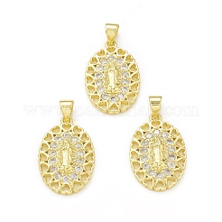 Rack Plating Eco-Friendly Brass Micro Pave Clear Cubic Zirconia Pendants&nbsp;KK-C011-02G