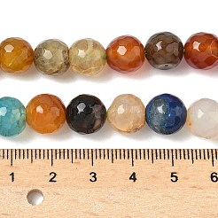 天然石瑪瑙ビーズ連売り  染め＆加熱  多面カット  ラウンド  ミックスカラー  10mm  穴：0.8mm  約37個/連  14.96''（38センチメートル）&nbsp;G-M437-C01-01T