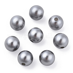 スプレー塗装 abs 樹脂プラスチック模造パール ビーズ  ラウンド  銀  8x7.5mm  穴：1.8mm  約2080個/ 500 G&nbsp;OACR-T015-05B-02