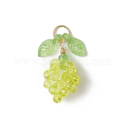 電気メッキガラスチャーム  レモン  金色の304ステンレススチールオープン丸カンループ付き  多面カット  シャンパンゴールド  22x13x12.5mm  穴：4.5mm&nbsp;PALLOY-MZ00682