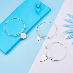 ステンレススチールペンダント  ステンレス鋼色  18~26x9~21x1mm  穴：2~3mm&nbsp;STAS-BC0003-01