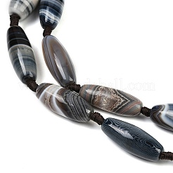 天然石瑪瑙ビーズ連売り  ライス  染めて加熱したもの  スチールブルー  30~33x12.5~14mm  穴：2mm  約10個/連  15.75''（40センチメートル）&nbsp;G-NH0052-A01