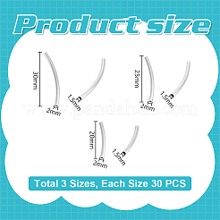 90個 3スタイル 304ステンレススチールチューブビーズ  ステンレス鋼色  19.5~30.5x2mm  穴：1.5~1.6mm  30個/スタイル&nbsp;STAS-UN0060-13