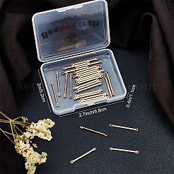 真鍮製コネクタチャーム  ストリップ  ニッケルフリー  18KGP本金メッキ  25x1.5mm  穴：0.8mm  30個/箱&nbsp;KK-BBC0002-14