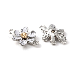 合金エナメルコネクタチャーム  プラチナ  花  ホワイト  11.5x17.5x3.5mm  穴：1.6mm&nbsp;FIND-TAC0009-15P-02