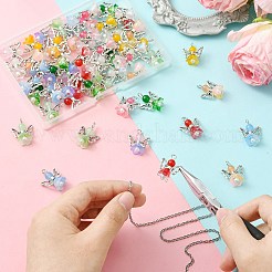 60色グラデーションカラーガラスペンダント10個  アンティークシルバー、プラチナ合金、鉄の金具付き  天使  ミックスカラー  22mm  6個/カラー&nbsp;PALLOY-CJ00061
