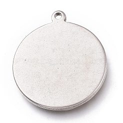 変色しない304ステンレススチールペンダント  イエスとフラットラウンド  イースターのために  ステンレス鋼色  28x25x3mm  穴：1.5mm&nbsp;STAS-Z017-06P