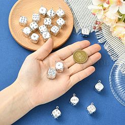 メッキアクリルパーツ  サイコロチャーム  銀  22x18.5x14mm  穴：1.8mm&nbsp;OACR-CJC0005-05