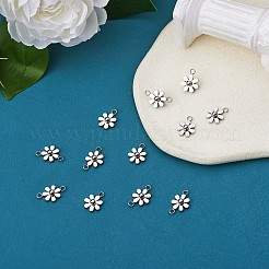 430ステンレススチール製小花コネクタチャーム10個  金属デイジー ペンダント ジュエリー イヤリング ブレスレット 手作り製作  開ループあり  ステンレス鋼色  9mm&nbsp;JX237A