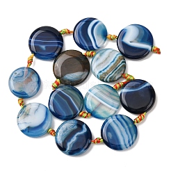 Natural Striped Agate/Banded Agate Coin Beads Strands&nbsp;G-NH0040-01H