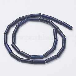 天然石ラピスラズリビーズ連売り  染め  チューブ  13~14x3.5~5mm  穴：1mm  約29個/連  15.1~15.7インチ（385~400mm）&nbsp;G-G968-F01