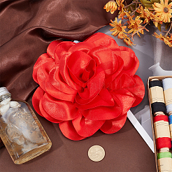 Flower Polyester Brooches&nbsp;JEWB-WH0001-47P-02