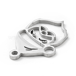 変色しない201ステンレススチールペンダント  クリスマステーマ  サンタクロース  ステンレス鋼色  19.5x13x1mm  穴：1.5mm&nbsp;STAS-E157-03P