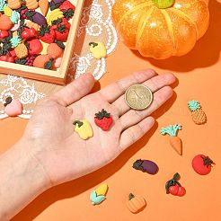 野菜と果物をテーマにした樹脂カボション  模造食品  ミックスカラー  18~30.5x12~22x4~6  65個/セット&nbsp;CRES-CJ0001-10
