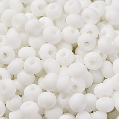 焼付塗装ガラスシードビーズ  丸い穴  ロンデル  グレードA  ホワイト  5~6x3.5~4mm  穴：1.6~1.8mm  約3000個/ポンド&nbsp;SEED-C003-02K