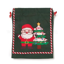 Christmas Theme Rectangle Cloth Bags with Jute Cord&nbsp;ABAG-P008-01C