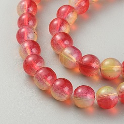 模造翡翠ガラスビーズ連  ラウンド  レッド  8~9x7.5mm  穴：1.2mm  約100~107個/連  31.50インチ（80cm）&nbsp;GLAA-WH0038-07B