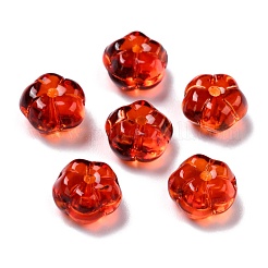 秋のテーマ透明とんぼ玉  グリッターパウダー付き  カボチャ  ミックスカラー  9.5~10x6mm  穴：1.2mm&nbsp;GLAA-P049-A