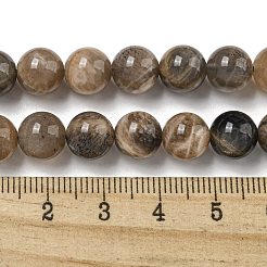 天然石ブラックムーンストーンビーズ連売り  ラウンド  8mm  穴：1.2mm  約46個/連  15.55''（39.5センチメートル）&nbsp;G-Q183-A01-01