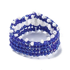 ガラスシードビーズ編組リング  女性用天然石ストレッチリング  ミックスカラー  9.5~13mm  内径：17~18mm&nbsp;RJEW-MZ00006