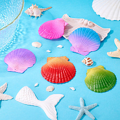 5Pcs Spray Painted Natural Scallop Shell Big Pendants&nbsp;SSHEL-TA0001-24