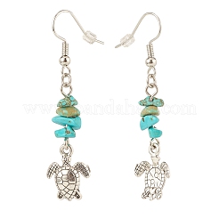 Synthetic Turquoise Chips Beaded Dangle Earrings&nbsp;EJEW-JE04890-01