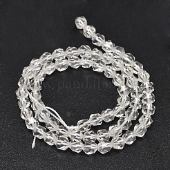 Faceted Natural Quartz Crystal Beads Strands&nbsp;G-K066-08-6mm