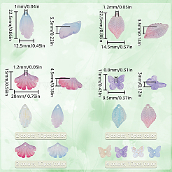 100Pcs 10 Style Two Tone Transparent Spray Painted Glass Pendants&nbsp;GLAA-SC0002-15