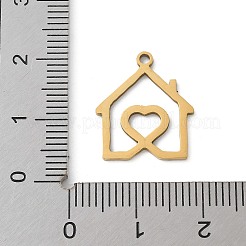 ステンレスペンダント201個  ハートチャーム付きの家  レーザー切断  イオンプレーティング（ip）  18KGP本金メッキ  17.5x15x1mm  穴：1.4mm&nbsp;STAS-S157-12G