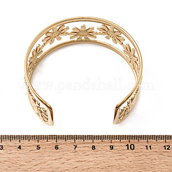 女性用 304 ステンレススチール オープンカフバングル  ヒマワリ  ゴールドカラー  内径：2.36x2.05インチ（6x5.2cm）&nbsp;BJEW-K306-01G
