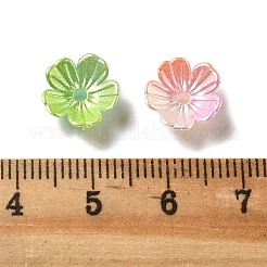グラデーションカラーのアクリルビーズキャップ  5  - 花びらの花  ミックスカラー  11x11x4mm  穴：1.6mm  約416個/50g&nbsp;X-OACR-Z028-01