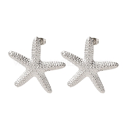 304ステンレススチール製ヒトデスタッドピアス  ステンレス鋼色  33x34.5mm&nbsp;EJEW-Z135-02P-03