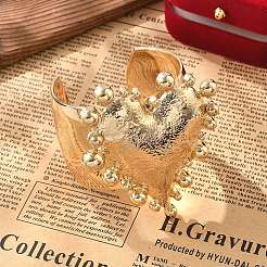 Textured Heart Alloy Open Cuff Bangles for Women&nbsp;BJEW-A027-01G
