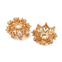 Brass Micro Pave Clear Cubic Zirconia Bead Caps&nbsp;KK-Z112-44G