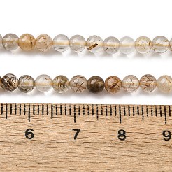 天然石ルチルクォーツビーズ連売り  ラウンド  4mm  穴：0.7mm  約99個/連  14.57''（37センチメートル）&nbsp;G-D314-A01-4mm