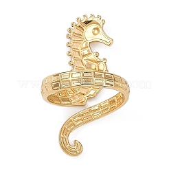 女性用304ステンレスリング  タツノオトシゴ  18KGP本金メッキ  usサイズ7 1/4(17.5mm)&nbsp;RJEW-A049-08G