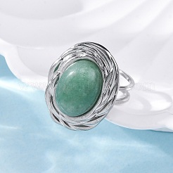 Oval Natural & Synthetic Gemstone Finger Rings&nbsp;RJEW-M063-01P