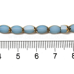 電気メッキガラスビーズセット  半分黄金メッキ  多面カット  オーバル  ライトスカイブルー  7x4.5x3.5mm  穴：0.8mm  約48~50個/連  12.59~13.38インチ（32~34cm）&nbsp;X-EGLA-P061-02B-02