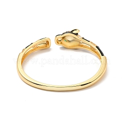 Leopard Brass Micro Pave Cubic Zirconia Bangles for Women&nbsp;BJEW-P281-10G