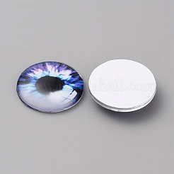 ガラスカボション  アイ模様とハーフラウンド/ドーム  モーブ  25x6mm&nbsp;GLAA-WH0033-75G-02